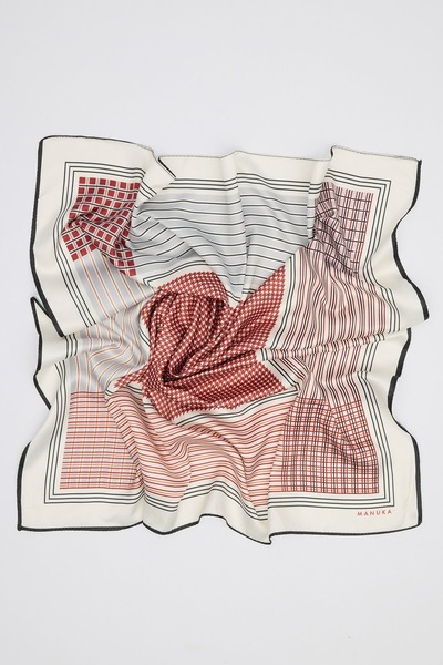 Manuka Eșarfă din satin de lungime medie cu model, clasică, burgundă