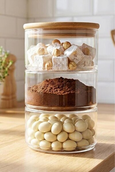 Bambum تيد - حاوية تخزين زجاجية مكونة من 3 طبقات