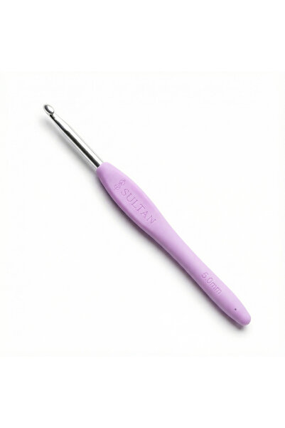 Sultan Colorful Silicone Handle Crochet Needle Purple-5 mm