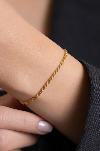 Bayar Gold 14 Ayar Altın Halat Burgu Bileklik 1,8 mm