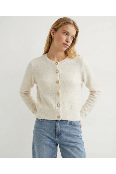 Qoolest Kadın Bisiklet Yaka Gold Mücevher Düğmeli Taşlı Payet İşlemeli Işıltı...