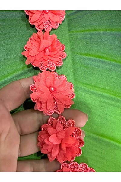 Gönülden Tasarım Panglică cu mărgele în relief cu flori, lățime 4 cm, accesor...