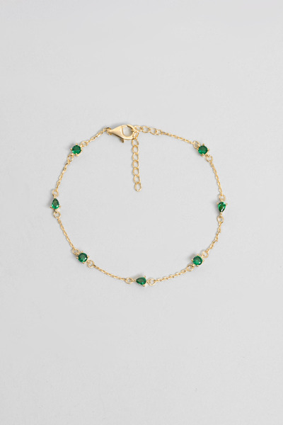 So CHIC... Zümrüt Esintisi 18 Ayar Sarı Altın Kaplama 19 Cm Gümüş Minimal Bil...