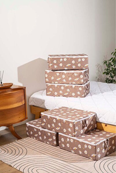 Rivaİstanbul Комплект от 6 чанти за съхранение с цип и шарка кафе-маргаритка,...