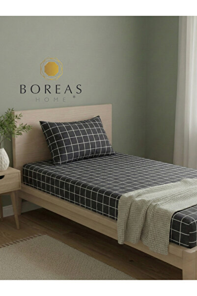 Boreas Home Pure Gri Ranforce Одномісний комплект простирадла та наволочки з ...