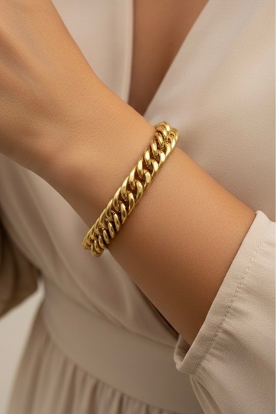 İNN JEWELLERY Anti-tarnish and Anti-allergic Steel Bracelet - Thick Chain and...