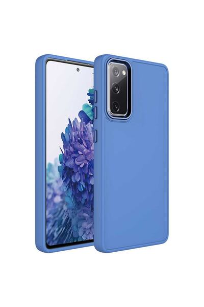 Samsung Galaxy S20 Fe Case Metal Frame And Silicone Zore Luna Velvet Cover With Button Design