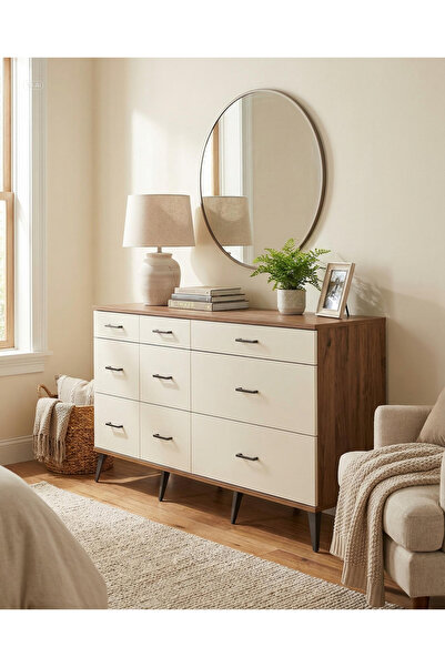 Dienni Hyperion Konsol 9 Çekmeceli 176x44x99 Çam-Çam/Aytaşı