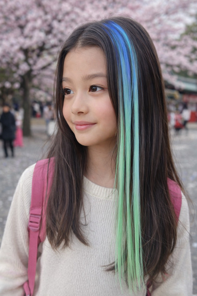 TAKIŞTIR Mavi - Turkuaz - Su Yeşili Ombre Çıt Çıt Yan Postiş/ Renkli Saç Ekle...