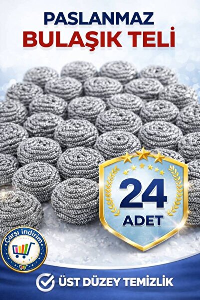24 Adet Ovma Teli Bulaşık Teli Ekonomik Kullanışlı Toptel Sürtme Teli