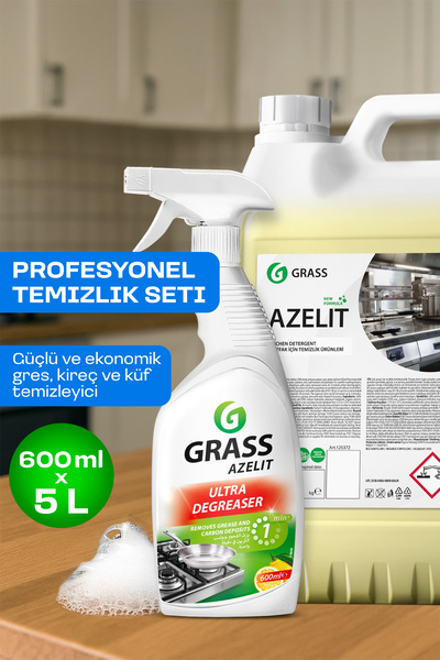 GRASS Profesyonel Temizlik Seti (600ml+5Lt) - Yağ/Kireç Sökücü | Restoran & O...