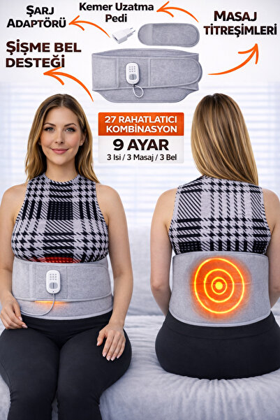 Arfseb 9 Ayarlı Isıtmalı ve Titreşimli Şişme Bel Masaj Kemeri