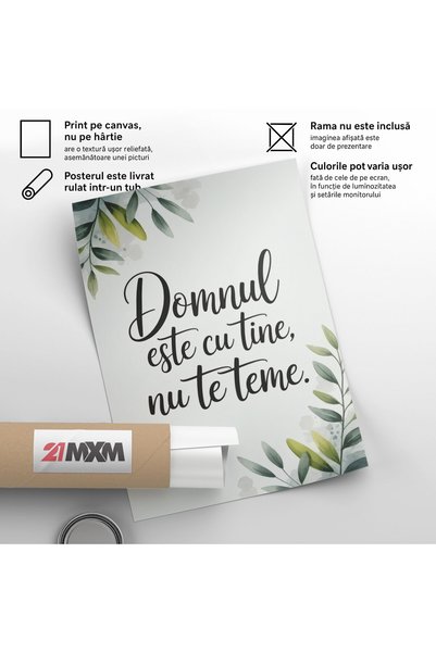 21mxm Poster religios pe pânză, fără ramă, în limba română - Imprimeu digital - Nu te teme