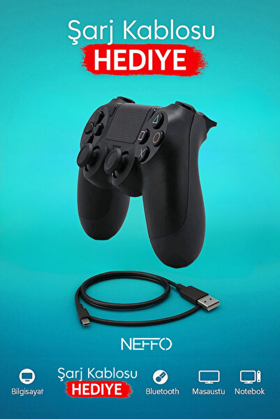 NEFFO Ps4 Joystick Tablet Telefon Pc Uyumlu Titreşimli Oyun Kolu 1 Adet - Şarj Kablo Hediyeli