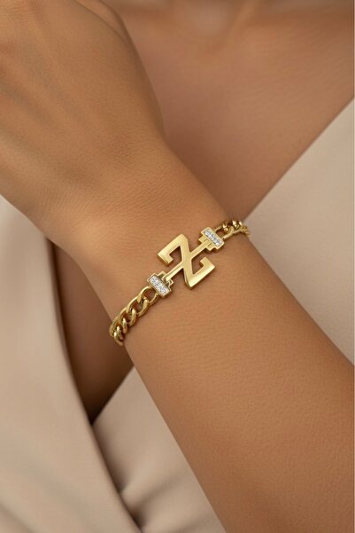 İNN JEWELLERY سوار من الفولاذ على شكل حرف Z مضاد للتشوه ومضاد للحساسية مع شكل...