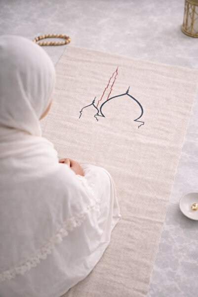 perde plus Μίνιμαλ Κεντημένο Λινό Χαλί Προσευχής - Τσάντα Δώρου Προίκας Χαλί ...