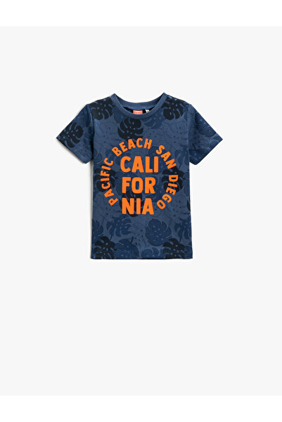 Koton Palm Tree Printed T-Shirt Short Sleeve Crew Neck Cotton
