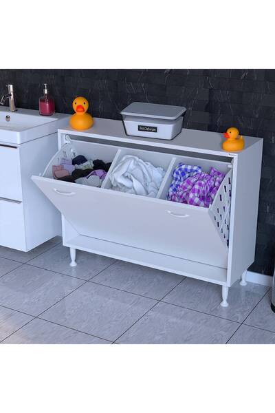 Modilayn SÖKE 100x75x32,5 cm lik Ekstra Büyük 3 Çamaşır Sepet Hazneli Dolap B...