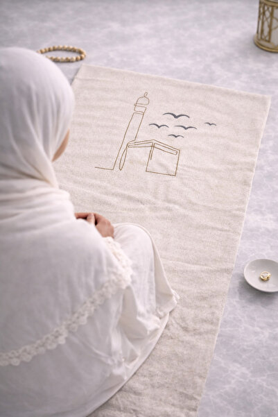 perde plus Μίνιμαλ Κεντημένο Λινό Χαλί Προσευχής - Τσάντα Δώρου Προίκας Χαλί ...