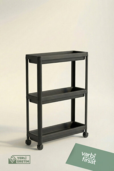 Varbifırsat Slim 3-Tier Wheeled Shelving Unit Black, Bathroom Shelf, Kitchen ...