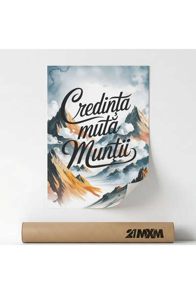 21mxm Unframed Religious Canvas Poster in Romanian - Digital Print - Credinta...