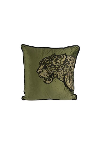 Mikasa Moor Pernă cu broderie leopard kaki - 50x50