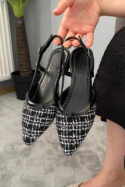 Preshley Дамски черни ленени ежедневни балерини Tena с отворен гръб и заостре...