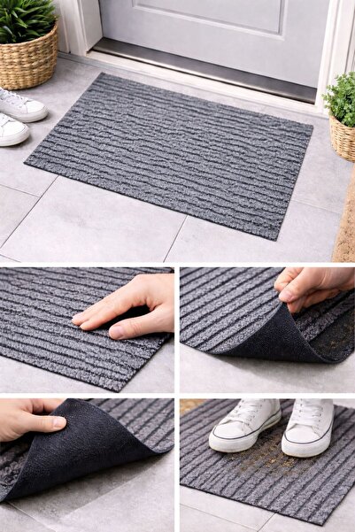 Stableflex Kapı Önü Paspası 40x70cm Kaymaz Tabanlı Yoğun Lifli 4 Mevsim + 4 R...