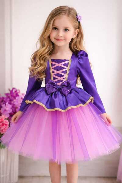 BOZTAŞ BEBE RAPUNZEL UZUN KOLLU ÖRGÜ SAÇ TOKALI DOĞUM GÜNÜ ELBİSESİ & PARTİ E...