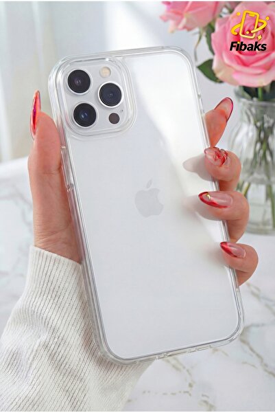 Fibaks iPhone 12 Pro Max Kılıf Kamera Korumalı Yumuşak Şeffaf Ince Süper Silikon