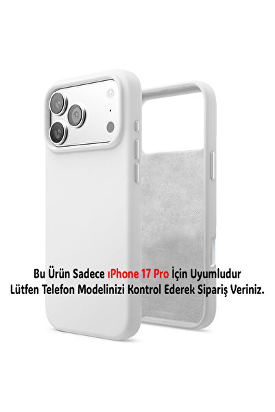 Merwish Apple Iphone 17 Pro Uyumlu Içi Kadife Lansman Silikon Kılıf Kapak Beyaz