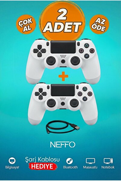 NEFFO Ps 4 Joystick Tablet Telefon Pc Uyumlu Titreşimli Oyun Kolu 2 Adet - Şa...