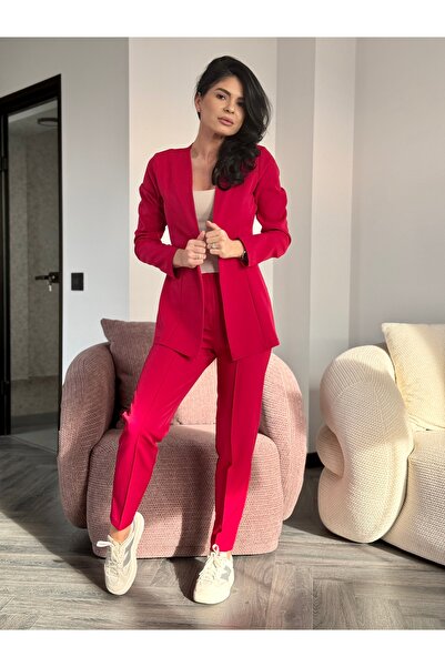 RAMONA BADESCU EXCLUSIVE Compleu elegant roz cu sacou cambrat și pantaloni co...