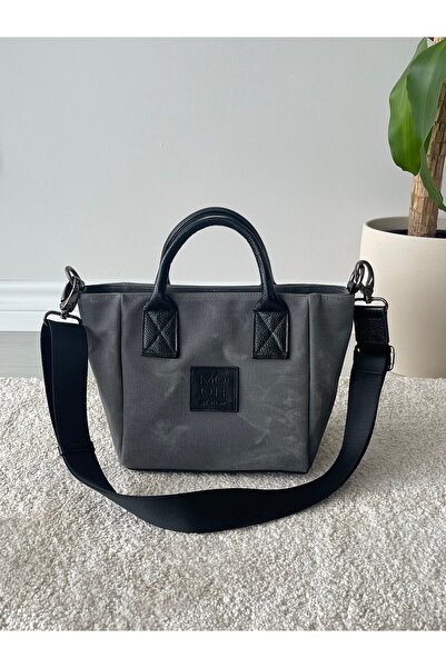 na nura collection Gray Women's Canvas Hand and Shoulder Bag with Vintage Detail