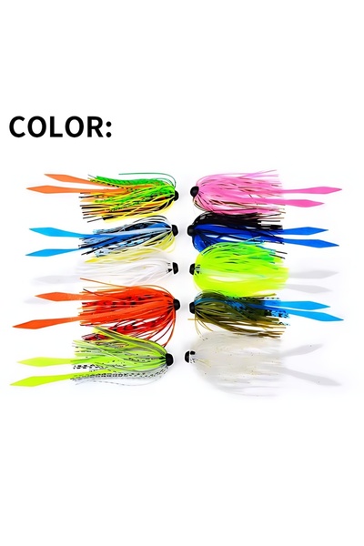 10 Adet Farklı Renklerde,Glow,Simli,2.25 Gram Tai Rubber,Fly,Jig Head Etek,Silikon Etek,