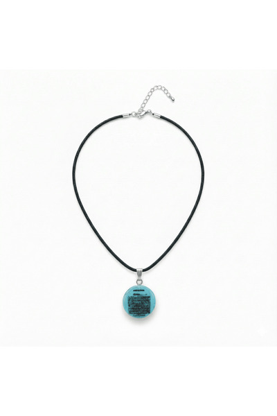 Tesbihane Women's Turquoise Natural Stone Cevşen Necklace - with Ayetel Kürsi...