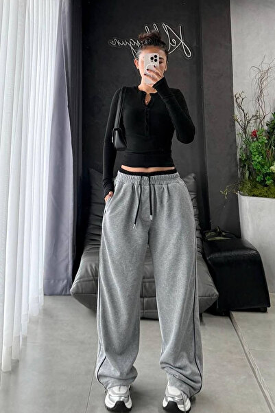 İlayda Toprak Inter Trend Gri Örme Pantolon Eşofman Altı