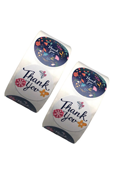 OEM Set 2 role cu 500 stickere adezive, fiecare, mesaj Thank You, diverse var...