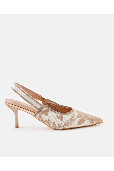 REDTAG أحذية نسائية بيج بكعب عالٍ مدبب من الخلف