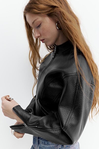 Pull & Bear Suni deri biker ceket