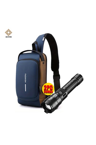 Zen Store 2 PC COMBO 1 Blue With Brown Fashion Crossbody Bag with 1 pcs High ...