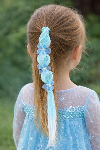 TAKIŞTIR Μπλε λαστιχένια κλιπάκια μαλλιών με λουλουδάτες φιγούρες και λεπτομέ...