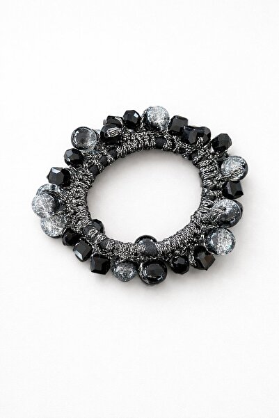 TAKIŞTIR Elastična kopča sa detaljnim crnim perlama