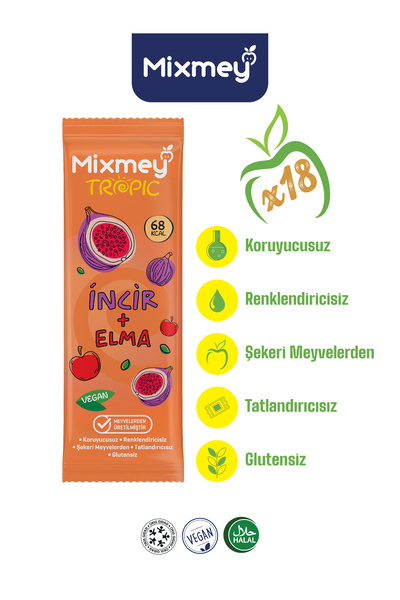 mixmey Fig Fruit Bar 18 Pieces |   Healthy Snacks – Vegan, Gluten-Free, Prese...