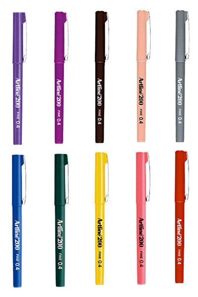 artline 200 Fine 0.4mm Fine Tip Writing and Drawing Pens Set of 10 2