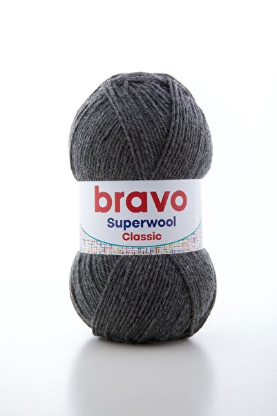 Bravo Superwool Classic 023 Gri închis Lână pentru tricotat Lână Acrilic 100 ...