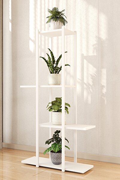 Tedarikcenter Yüksek Ayaklı Saksı Standı Saksılık Dekoratif Çiçeklik Rafı Met...