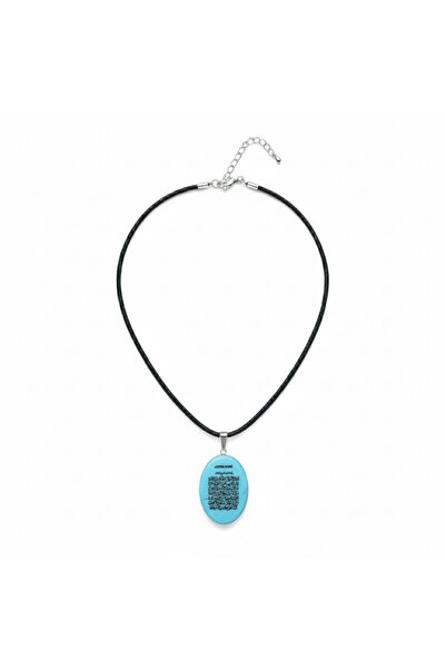 Tesbihane Women's Turquoise Natural Stone Cevşen Necklace - with Ayetel Kürsi...