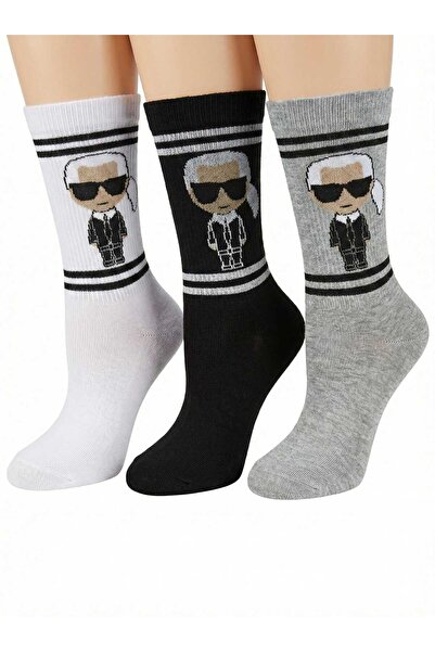 Karl LagerfeId Long socks, pack of 6, cotton blend, black/optical white/grey....
