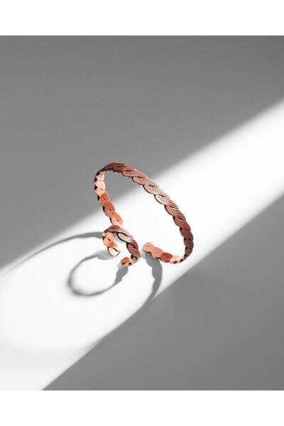 Sırlı Sepet File Desenli Burma Bakır Bilezik Yüzük Seti